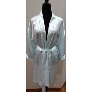 Vintage Body Drama Light Blue Houndstooth Robe Size Medium Polyester A16